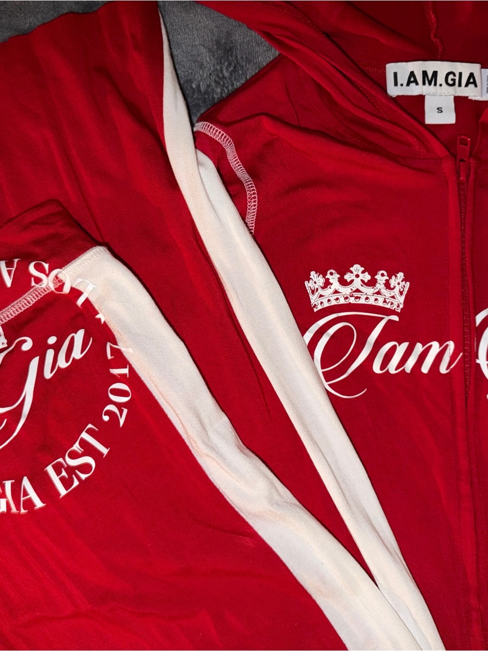 I.AM.GIA Kids Red and White Zip Hoodie Jacket